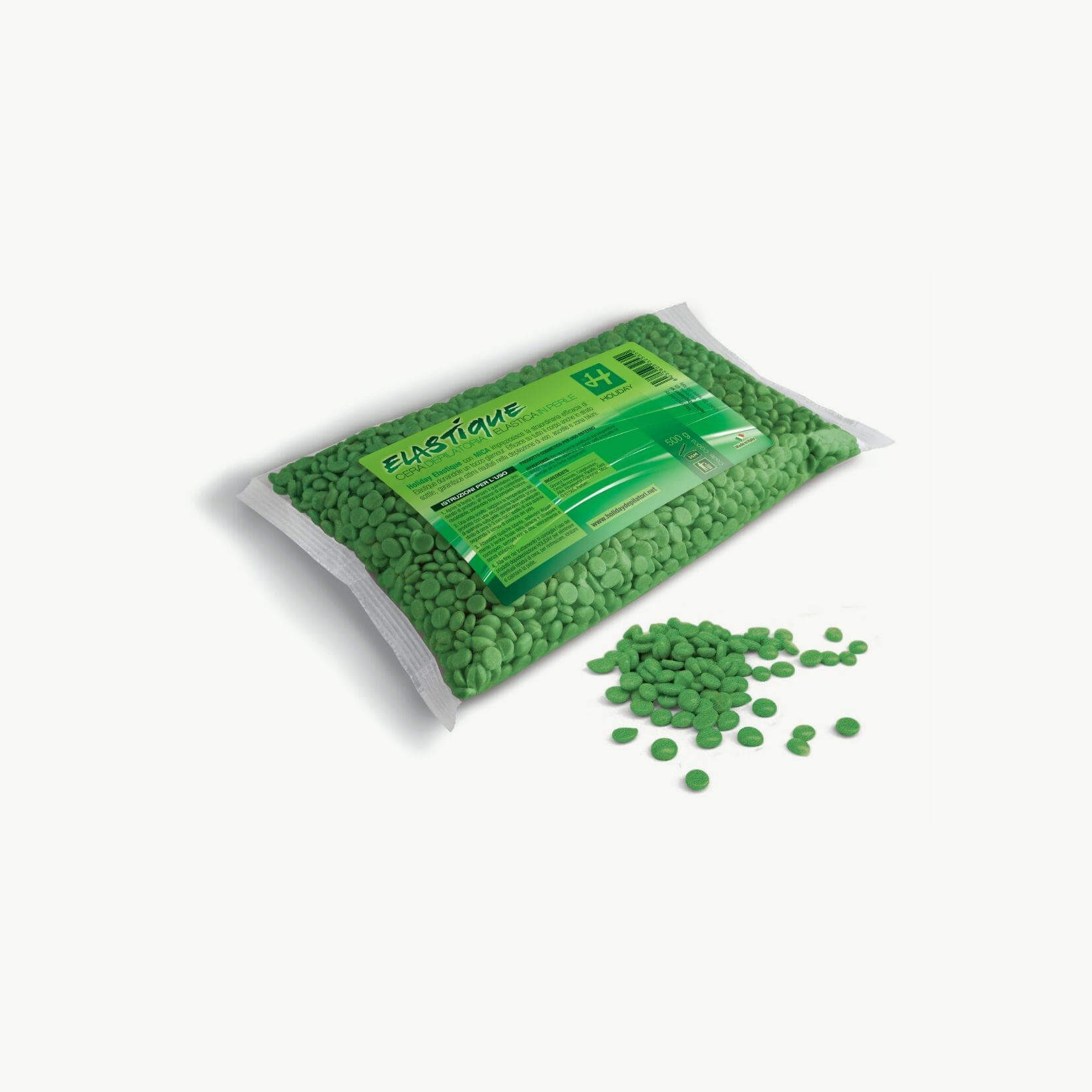 Filmwachs Elastique Green Jasmin in Perlen 500 g, Enthaarung ohne Vliesstreifen